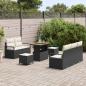Preview: 8-teiliges Garten Sofa Set mit Kissen Schwarz Poly-Rattan Akazie, 2-Sitzer Garten Sofa mit Stauraum & Kissen Schwarz Poly-Rattan, 3-teiliges Garten Esstisch Set mit Kissen Schwarz Poly-Rattan Akazie