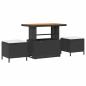 Preview: 8-teiliges Garten Sofa Set mit Kissen Schwarz Poly-Rattan Akazie, 2-Sitzer Garten Sofa mit Stauraum & Kissen Schwarz Poly-Rattan, 3-teiliges Garten Esstisch Set mit Kissen Schwarz Poly-Rattan Akazie