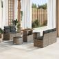 Preview: ARDEBO.de - 8-teiliges Garten Sofa Set mit Kissen Grau Poly Rattan Akazie, 2-Sitzer Garten Sofa mit Stauraum & Kissen Grau Poly Rattan, 3-teiliges Garten Essset mit Kissen Grau Poly Rattan Akazie