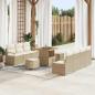 Preview: ARDEBO.de - 10-teiliges Garten-Sofa-Set mit Kissen Beige Poly-Rattan Akazie, 2-Sitzer Garten-Sofa mit Stauraum & Kissen Beige Poly-Rattan, 3-teiliges Garten-Dining-Set mit Kissen Beige Poly-Rattan Akazie