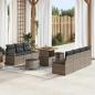 Preview: ARDEBO.de - 10-teiliges Garten Sofa Set mit Kissen Grau Poly Rattan Akazie, 2-Sitzer Garten Sofa mit Stauraum & Kissen Grau Poly Rattan, 3-teiliges Garten Essset mit Kissen Grau Poly Rattan Akazie