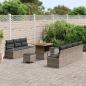 Preview: 10-teiliges Garten Sofa Set mit Kissen Grau Poly Rattan Akazie, 2-Sitzer Garten Sofa mit Stauraum & Kissen Grau Poly Rattan, 3-teiliges Garten Essset mit Kissen Grau Poly Rattan Akazie