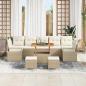 Preview: 10-teiliges Garten Sofa Set mit Kissen Beige Poly Rattan Akazie, 2-Sitzer Garten Sofa mit Stauraum & Kissen Beige Poly Rattan, 3-teiliges Garten Essenset mit Kissen Beige Poly Rattan Akazie