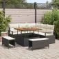 Preview: ARDEBO.de - 8-teiliges Garten-Sofa-Set mit Kissen in Schwarz Poly-Rattan Akazie, 2-Sitzer Garten-Sofa mit Stauraum & Kissen Schwarz Poly-Rattan, 3-teiliges Garten-Dining-Set mit Kissen Schwarz Poly-Rattan Akazie