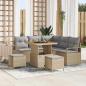 Preview: ARDEBO.de - 8-teiliges Garten Sofa Set mit Kissen Beige Poly Rattan Akazie, 2-Sitzer Garten Sofa mit Stauraum & Kissen Beige Poly Rattan, 3-teiliges Garten Esstisch Set mit Kissen Beige Poly Rattan Akazie