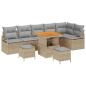 Preview: 9-teiliges Garten Sofa Set mit Kissen Beige Poly Rattan Akazie, 2-Sitzer Garten Sofa mit Stauraum & Kissen Beige Poly Rattan, 3-teiliges Garten Esszimmer Set mit Kissen Beige Poly Rattan Akazie