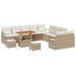 Preview: 13 teiliges Garten Sofa Set mit Kissen Beige Poly Rattan Akazie, 2-Sitzer Garten Sofa mit Stauraum & Kissen Beige Poly Rattan, 3 teiliges Garten Esszimmer Set mit Kissen Beige Poly Rattan Akazie