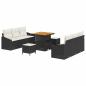 Preview: 9-teiliges Garten Sofa Set mit Kissen Schwarz Poly Rattan Akazie, 2-Sitzer Garten Sofa mit Stauraum & Kissen Schwarz Poly Rattan, 3-teiliges Garten Ess-Set mit Kissen Schwarz Poly Rattan Akazie