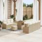Preview: ARDEBO.de - 10-teiliges Garten-Sofa-Set mit Kissen Beige Poly-Rattan Akazie, 2-Sitzer Garten-Sofa mit Stauraum & Kissen Beige Poly-Rattan, 3-teiliges Garten-Essbereich-Set mit Kissen Beige Poly-Rattan Akazie