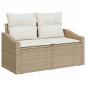 Preview: 10-teiliges Garten-Sofa-Set mit Kissen Beige Poly-Rattan Akazie, 2-Sitzer Garten-Sofa mit Stauraum & Kissen Beige Poly-Rattan, 3-teiliges Garten-Essbereich-Set mit Kissen Beige Poly-Rattan Akazie