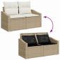Preview: 10-teiliges Garten-Sofa-Set mit Kissen Beige Poly-Rattan Akazie, 2-Sitzer Garten-Sofa mit Stauraum & Kissen Beige Poly-Rattan, 3-teiliges Garten-Essbereich-Set mit Kissen Beige Poly-Rattan Akazie