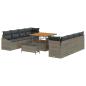 Preview: 11-teiliges Garten-Sofa-Set mit Kissen Graues Poly-Rattan Akazie, 2-Sitzer Garten Sofa mit Stauraum & Kissen Graues Poly-Rattan, 3-teiliger Garten-Essplatz mit Kissen Graues Poly-Rattan Akazie
