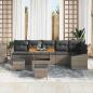 Preview: 9-Teiliges Garten Sofa Set mit Kissen Grau Poly-Rattan Akazie, 2-Sitzer Garten Sofa mit Stauraum & Kissen Grau Poly-Rattan, 3-teilige Garten Essgruppe mit Kissen Grau Poly-Rattan Akazie