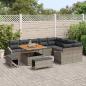Preview: 12-teiliges Garten Sofa Set mit Kissen Grau Poly Rattan Akazie, 2-Sitzer Garten Sofa mit Stauraum & Kissen Grau Poly Rattan, 3-teiliges Garten Essenset mit Kissen Grau Poly Rattan Akazie