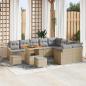 Preview: ARDEBO.de - 12-teiliges Garten Sofa Set mit Kissen Beige Poly Rattan Akazie, 2-Sitzer Garten Sofa mit Stauraum & Kissen Beige Poly Rattan, 3-teiliges Garten Essset mit Kissen Beige Poly Rattan Akazie