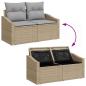 Preview: 12-teiliges Garten Sofa Set mit Kissen Beige Poly Rattan Akazie, 2-Sitzer Garten Sofa mit Stauraum & Kissen Beige Poly Rattan, 3-teiliges Garten Essset mit Kissen Beige Poly Rattan Akazie