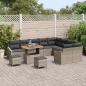 Preview: 12-teiliges Garten-Sofa-Set mit Kissen Grau Poly-Rattan Akazie, 2-Sitzer Garten-Sofa mit Stauraum & Kissen Grau Poly-Rattan, 3-teiliges Garten-Ess-Set mit Kissen Grau Poly-Rattan Akazie