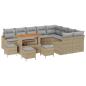 Preview: 13-teiliges Garten-Sofa-Set mit Kissen Beige Poly Rattan Akazie, 2-Sitzer Garten-Sofa mit Stauraum & Kissen Beige Poly Rattan, 4-teiliges Garten-Ess-Set mit Kissen Beige Poly Rattan Akazie