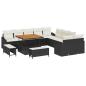 Preview: 13-teiliges Garten-Sofa-Set mit Kissen Schwarz Poly-Rattan Akazie, 2-Sitzer Garten-Sofa mit Stauraum & Kissen Schwarz Poly-Rattan, 3-teiliges Garten-Ess-Set mit Kissen Schwarz Poly-Rattan Akazie
