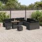 Preview: 13-teiliges Garten Sofa Set mit Kissen Schwarz Poly Rattan Akazie, 2-Sitzer Garten Sofa mit Stauraum & Kissen Schwarz Poly Rattan, 3-teiliges Garten Esstisch Set mit Kissen Schwarz Poly Rattan Akazie