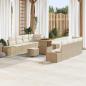 Preview: ARDEBO.de - 11-teiliges Garten Sofa Set mit Kissen Beige Poly Rattan Akazie, 2-Sitzer Garten Sofa mit Stauraum & Kissen Beige Poly Rattan, 3-teiliges Garten Esszimmer Set mit Kissen Beige Poly Rattan Akazie