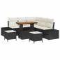 Preview: 8-teiliges Garten Sofa Set mit Kissen Schwarz Poly Rattan Akazie, 2-Sitzer Garten Sofa mit Stauraum & Kissen Schwarz Poly Rattan, 3-teiliges Garten Essgruppe mit Kissen Schwarz Poly Rattan Akazie