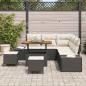 Preview: 8-teiliges Garten Sofa Set mit Kissen Schwarz Poly Rattan Akazie, 2-Sitzer Garten Sofa mit Stauraum & Kissen Schwarz Poly Rattan, 3-teiliges Garten Essgruppe mit Kissen Schwarz Poly Rattan Akazie