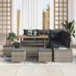 Preview: 9-teiliges Garten Sofa Set mit Kissen Grau Poly-Rattan Akazie, 2-Sitzer Garten Sofa mit Stauraum & Kissen Grau Poly-Rattan, 4-teiliges Garten Essset mit Kissen Grau Poly-Rattan Akazie