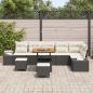 Preview: 9-teiliges Garten Sofaset mit Kissen Schwarz Poly Rattan Akazie, 2-Sitzer Garten Sofa mit Stauraum & Kissen Schwarz Poly Rattan, 3-teiliges Garten Essset mit Kissen Schwarz Poly Rattan Akazie