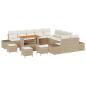 Preview: 14-teiliges Garten Sofa Set mit Kissen Beige Poly Rattan, 2-Sitzer Garten Sofa mit Stauraum & Kissen Beige Poly Rattan, 4-teiliges Garten Ess-Set mit Kissen Beige Poly Rattan