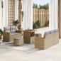 Preview: ARDEBO.de - 8-teiliges Garten-Sofa-Set mit Kissen Beige Poly-Rattan Akazie, 3-teiliges Garten-Dining-Set mit Kissen Beige Poly-Rattan Akazie