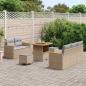Preview: 8-teiliges Garten-Sofa-Set mit Kissen Beige Poly-Rattan Akazie, 3-teiliges Garten-Dining-Set mit Kissen Beige Poly-Rattan Akazie