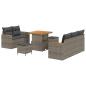 Preview: 8-teiliges Garten-Sofa-Set mit Kissen Grau Poly-Rattan Akazie, 3-teiliges Garten-Ess-Set mit Kissen Grau Poly-Rattan Akazie
