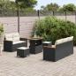 Preview: 8-teilige Garten Sofa Set mit Kissen Schwarz Poly Rattan Akazie, 3-teiliges Garten Esszimmer Set mit Kissen Schwarz Poly Rattan Akazie