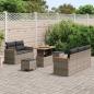 Preview: 8-teilige Garten Sofaset mit Kissen Grau Poly Rattan Akazie, 3-teilige Garten Essgruppe mit Kissen Grau Poly Rattan Akazie