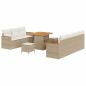 Preview: 10-teiliges Garten Sofa Set mit Kissen Beige Poly Rattan Akazie, 3-teiliges Garten Esstisch Set mit Kissen Beige Poly Rattan Akazie