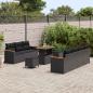 Preview: ARDEBO.de - 10-teiliges Garten-Sofa-Set mit Kissen Schwarz Poly Rattan Akazie, 3-teiliges Garten-Ess-Set mit Kissen Schwarz Poly Rattan Akazie