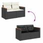 Preview: 10-teiliges Garten Sofaset mit Kissen in Schwarz Poly Rattan Akazie, 3-teiliges Garten Essset mit Kissen in Schwarz Poly Rattan Akazie
