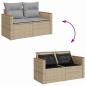 Preview: 9-teiliges Garten Sofa Set mit Kissen Beige Poly Rattan Akazie, 3-teiliges Garten Essenset mit Kissen Beige Poly Rattan Akazie