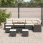 Preview: 10-teiliges Garten Sofaset mit Kissen Schwarzes Poly-Rattan Akazie, 4-teiliges Garten Essset mit Kissen Schwarzes Poly-Rattan Akazie