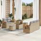 Preview: ARDEBO.de - 8-teiliges Garten-Sofa-Set mit Kissen Beige Poly-Rattan Akazie, 3-teiliges Garten-Ess-Set mit Kissen Beige Poly-Rattan Akazie