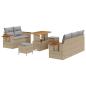 Preview: 8-teiliges Garten-Sofa-Set mit Kissen Beige Poly-Rattan Akazie, 3-teiliges Garten-Ess-Set mit Kissen Beige Poly-Rattan Akazie