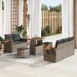 Preview: ARDEBO.de - 8-teiliges Garten Sofaset mit Kissen Grau Poly Rattan Akazie, 3-teiliges Garten Esszimmer Set mit Kissen Grau Poly Rattan Akazie