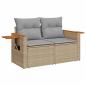 Preview: 9-teiliges Garten-Sofa-Set mit Kissen beige Poly-Rattan Akazie, 3-teiliges Garten-Ess-Set mit Kissen beige Poly-Rattan Akazie