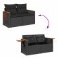 Preview: 10-teiliges Garten-Sofa-Set mit Kissen Schwarz Poly Rattan Akazie, 3-teiliges Garten-Esstisch-Set mit Kissen Schwarz Poly Rattan Akazie