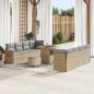 Preview: ARDEBO.de - 11-teiliges Garten-Sofa-Set mit Kissen Beige Poly Rattan Akazie, 3-teiliges Garten-Esszimmer-Set mit Kissen Beige Poly Rattan Akazie