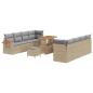 Preview: 11-teiliges Garten Sofa Set mit Kissen Beige Poly Rattan Akazie, 3-teiliges Garten Essset mit Kissen Beige Poly Rattan Akazie