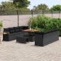 Preview: 11-teiliges Garten-Sofa Set mit Kissen Schwarz Poly-Rattan Akazie, 3-teiliges Garten-Dining-Set mit Kissen Schwarz Poly-Rattan Akazie