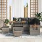 Preview: 8-teiliges Garten Sofa Set mit Kissen Grau Poly Rattan Akazie, 3-teiliges Garten Essset mit Kissen Grau Poly Rattan Akazie