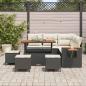 Preview: 9-teiliges Garten Sofa Set mit Kissen Schwarz Poly Rattan Akazie, 4-teiliges Garten Essset mit Kissen Schwarz Poly Rattan Akazie